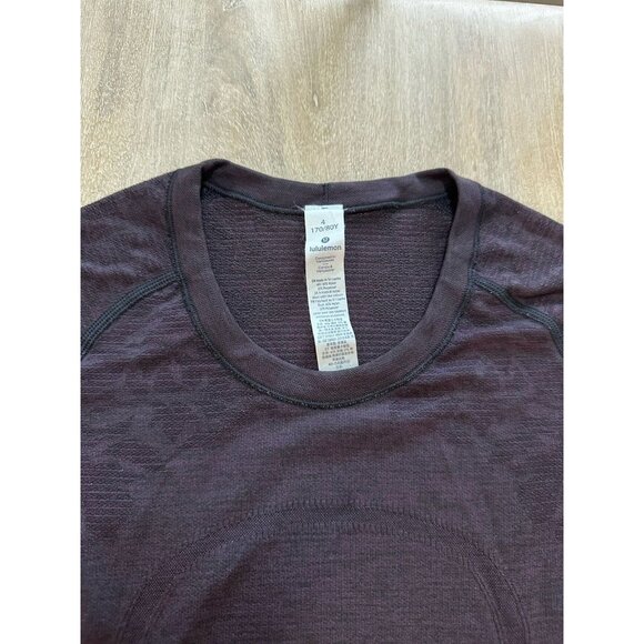 Lululemon Swiftly Tech Long Sleeve Crew Black Cherry / Black Size 4 - Picture 4 of 8